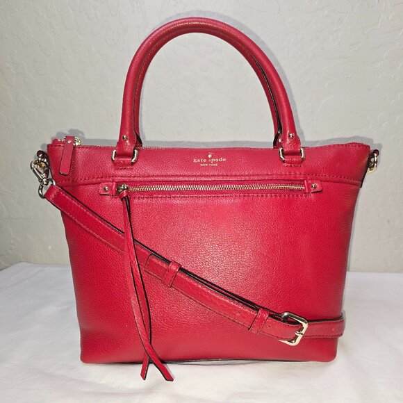 Kate Spade Cobble Hill Gina Garnet Red Pebble Grain Leather Crossbody Bag - Picture 1 of 14